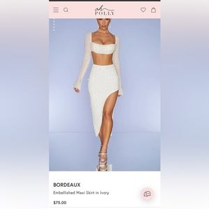 Oh Polly Ivory Set- La Desirade Top (UK 8/US 4) Bordeaux Maxi Skirt (UK 6/US2)